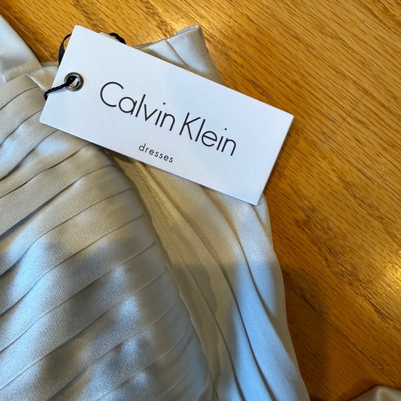 NEW* Calvin Klein Collection Evening Cocktail Dress Silky Fit & Flare Stone 14 - Picture 12 of 16